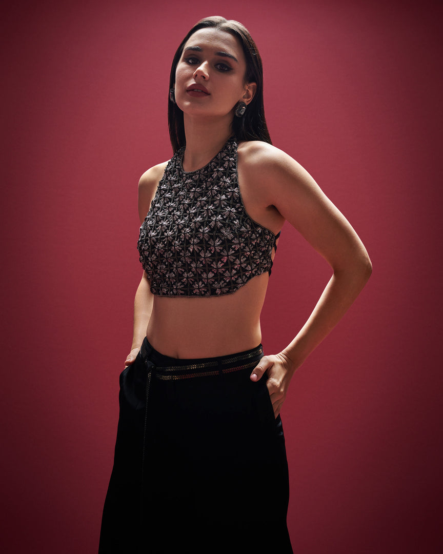 Spell on You Set Crop Top, Flared Pants Jacket