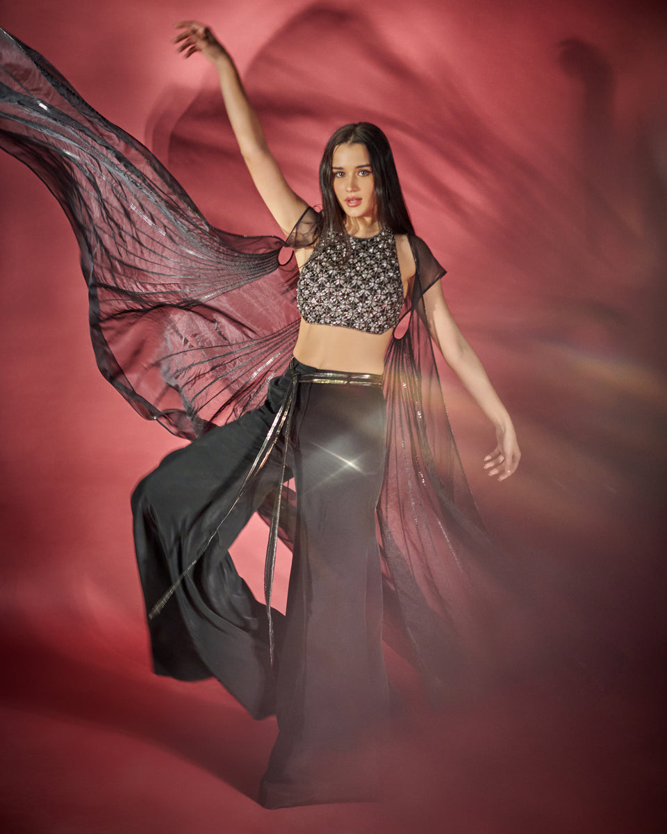 Spell on You Set - Crop Top, Flared Pants & Jacket – Rya by Riya