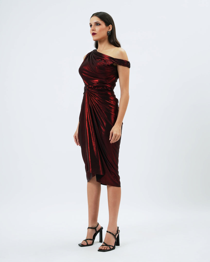 Girl on Fire – Metallic Drape Dress