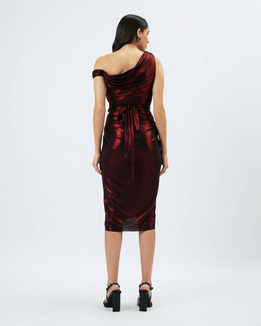 Girl on Fire – Metallic Drape Dress