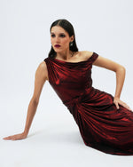 Load image into Gallery viewer, Girl on Fire – Metallic Drape Dress
